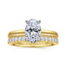 Sandi - 14K White-Yellow Gold Oval Diamond Engagement Ring - 0.11 ct