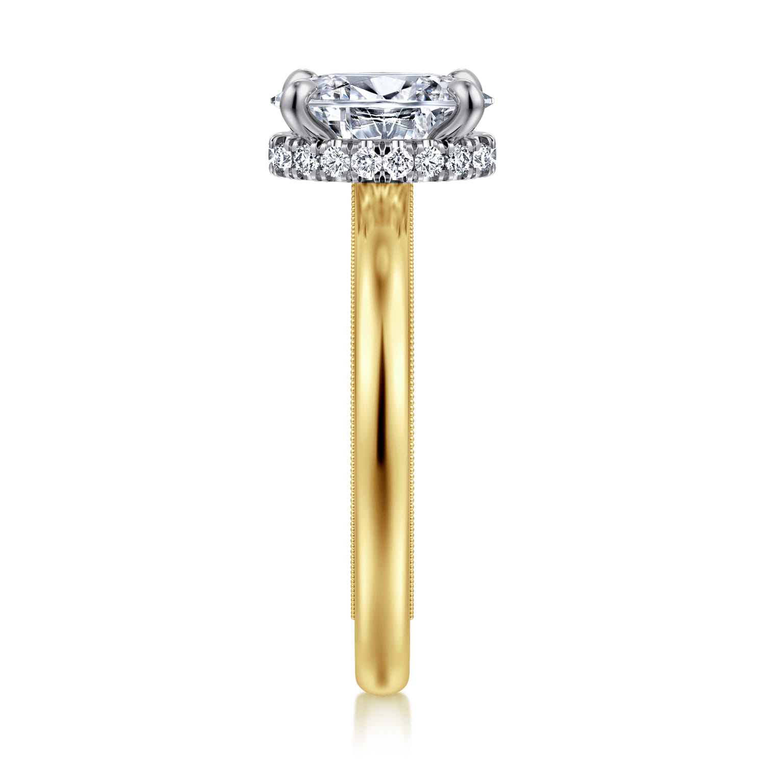 Sandi - 14K White-Yellow Gold Oval Diamond Engagement Ring - 0.11 ct - Shot 5