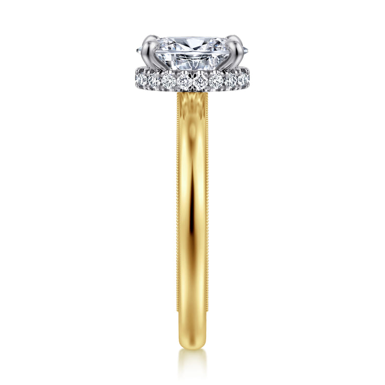 Sandi - 14K White-Yellow Gold Oval Diamond Engagement Ring - 0.11 ct - Shot 5
