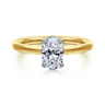 Austria - 14K White-Yellow Gold Hidden Halo Oval Diamond Engagement Ring - 0.05 ct