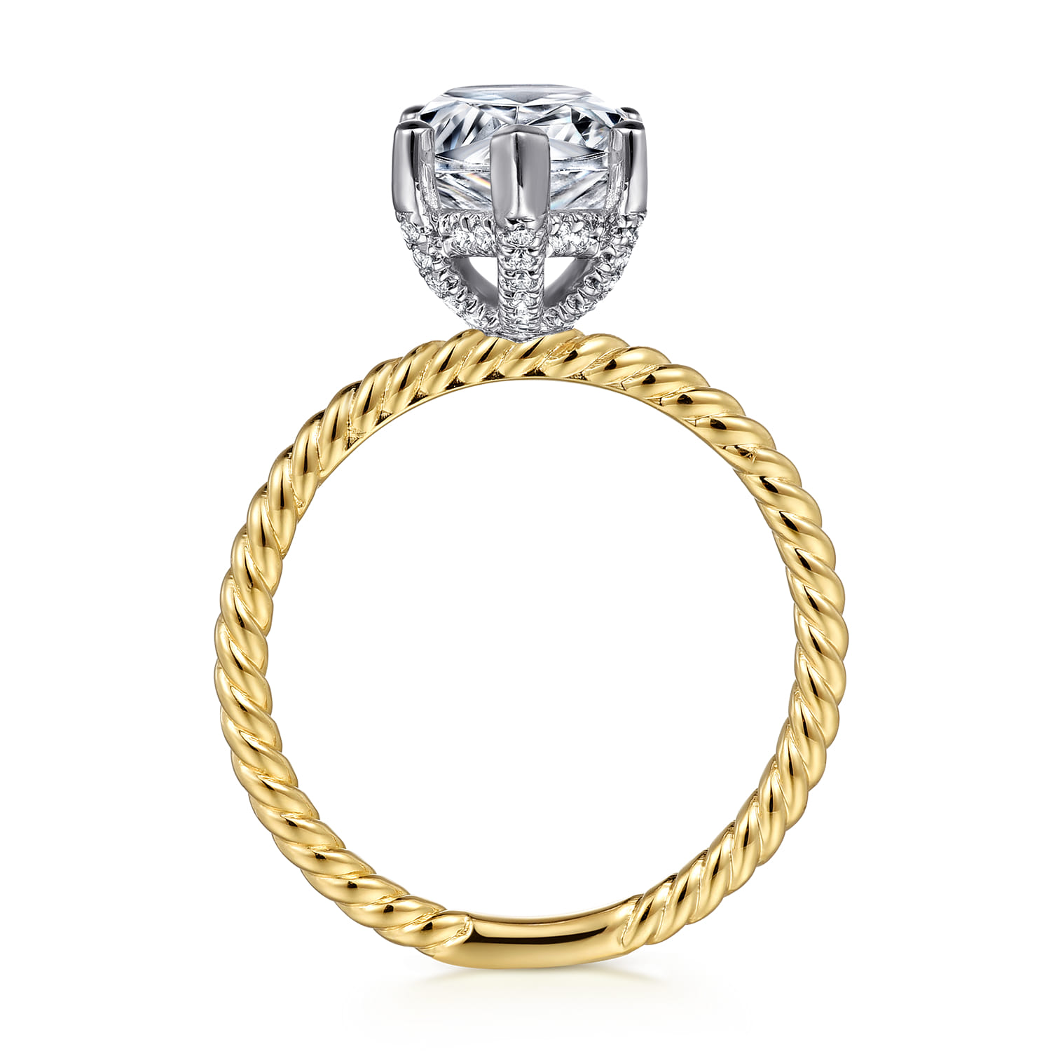 Bobbi - 14K White-Yellow Gold Pear Shape Diamond Engagement Ring - 0.16 ct - Shot 2