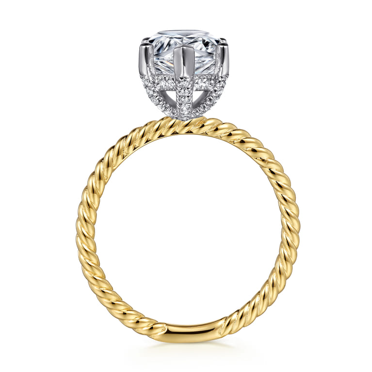 Bobbi - 14K White-Yellow Gold Pear Shape Diamond Engagement Ring - 0.16 ct - Shot 2