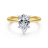 Cari - 14K White-Yellow Gold Hidden Halo Pear Shape Diamond Engagement Ring - 0.06 ct