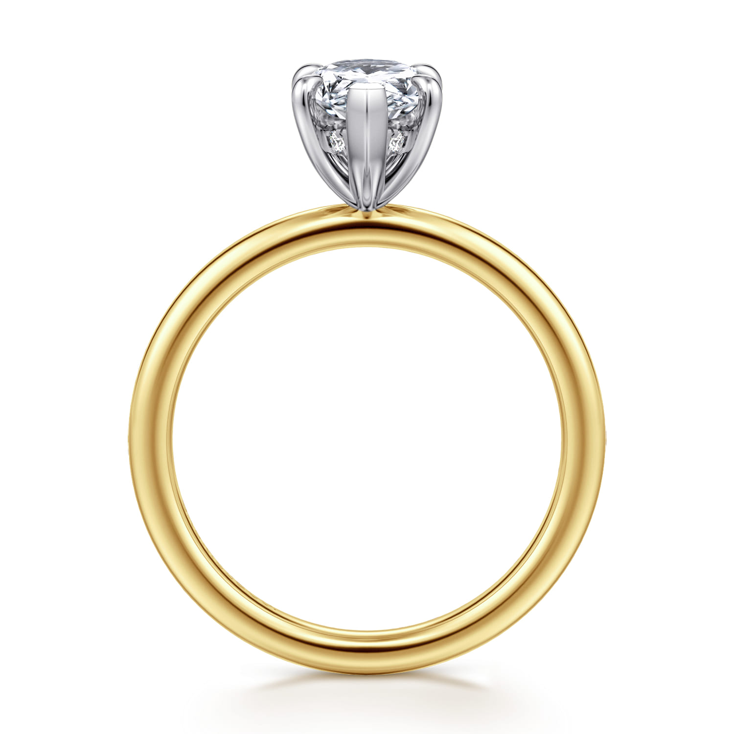 Cari - 14K White-Yellow Gold Hidden Halo Pear Shape Diamond Engagement Ring - 0.06 ct - Shot 2