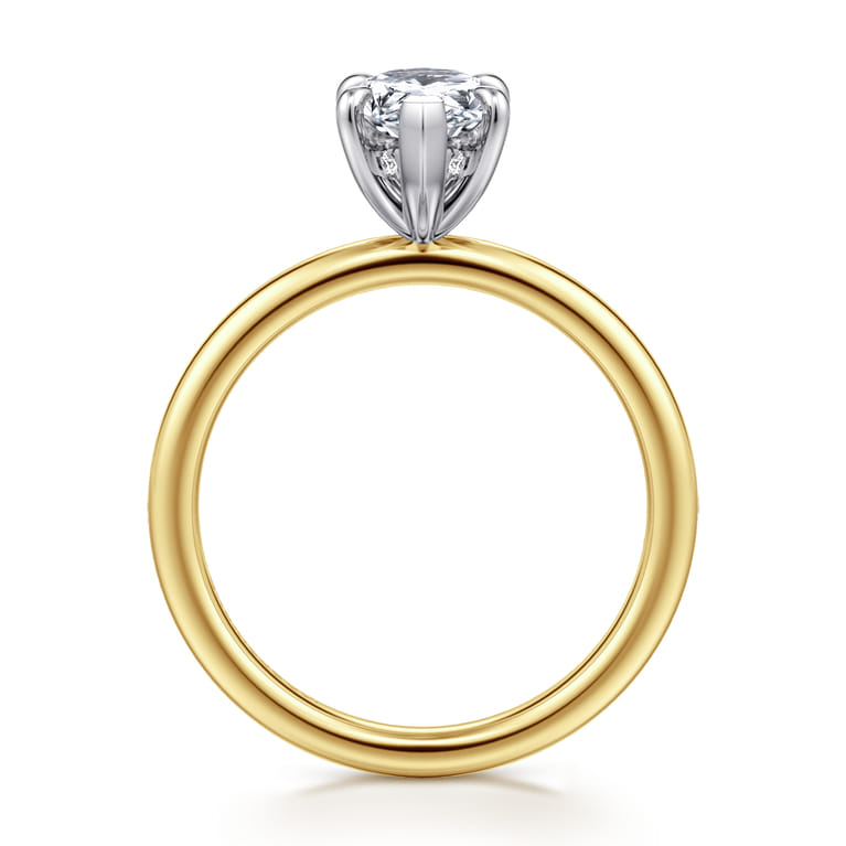 Cari - 14K White-Yellow Gold Hidden Halo Pear Shape Diamond Engagement Ring - 0.06 ct - Shot 2