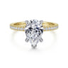Allison - 14K White-Yellow Gold Pear Shape Hidden Halo Diamond Engagement Ring - 0.27 ct