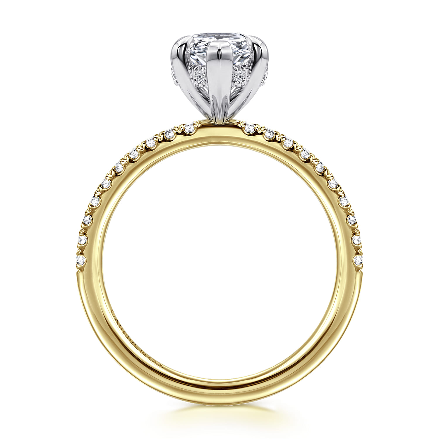 Allison - 14K White-Yellow Gold Pear Shape Hidden Halo Diamond Engagement Ring - 0.27 ct - Shot 2