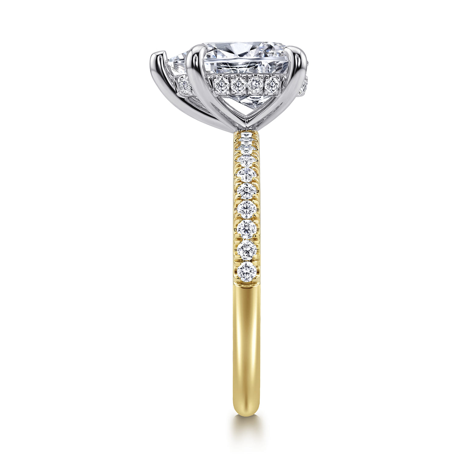 Allison - 14K White-Yellow Gold Pear Shape Hidden Halo Diamond Engagement Ring - 0.27 ct - Shot 4