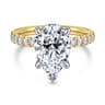Adela - 14K Yellow-White Gold Pear Shape Hidden Halo Diamond Engagement Ring - 0.43 ct