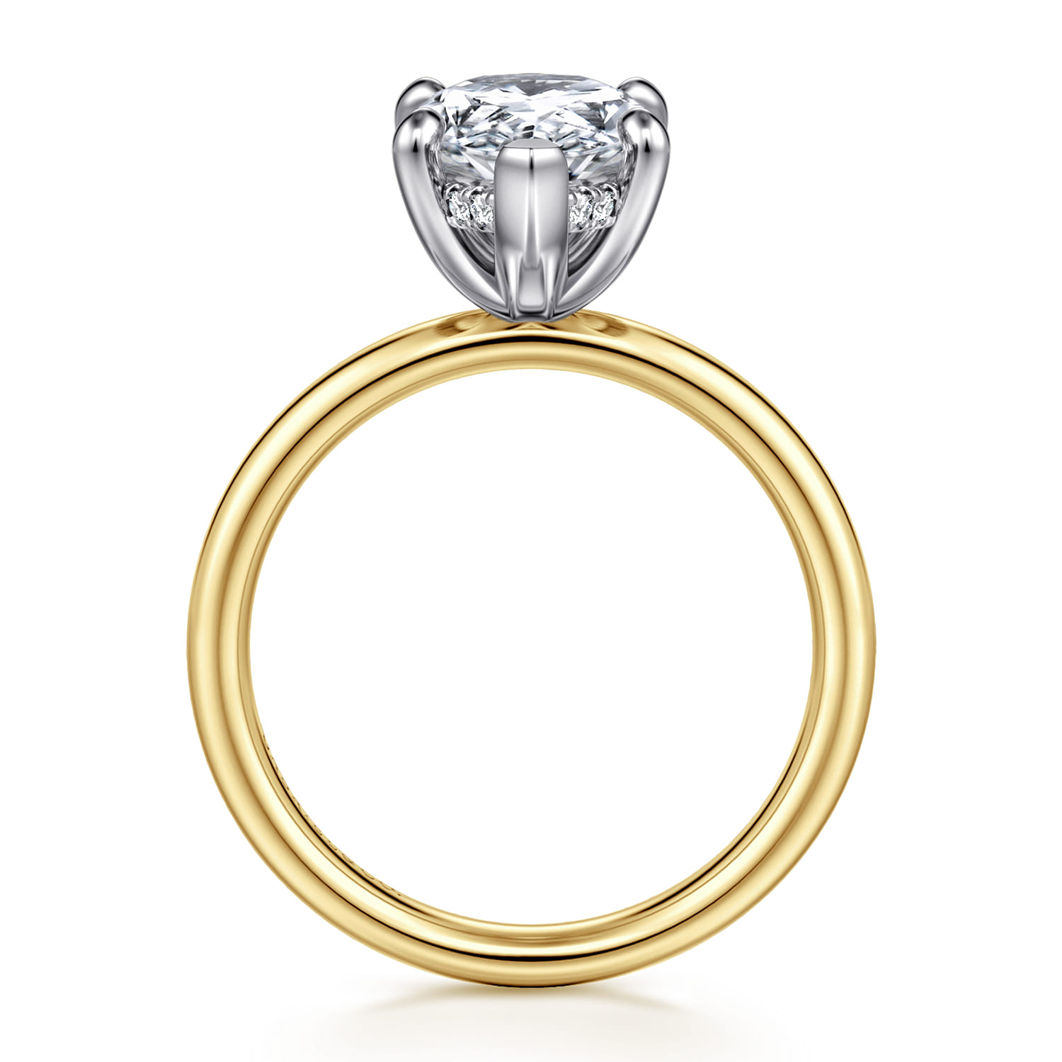 Peace - 14K Yellow-White Gold Pear Shape Hidden Halo Diamond Engagement Ring - 0.08 ct - Shot 2