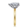 Peace - 14K Yellow-White Gold Pear Shape Hidden Halo Diamond Engagement Ring - 0.08 ct