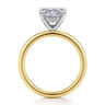 Cari - 14K White-Yellow Gold Princess Hidden Halo Diamond Engagement Ring - 0.06 ct