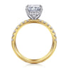 Adela - 14K White-Yellow Gold Radiant Hidden Halo Diamond and Engagement Ring - 0.4 ct