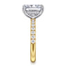 Adela - 14K White-Yellow Gold Radiant Hidden Halo Diamond and Engagement Ring - 0.4 ct