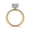Alina - 14K White-Yellow Gold Hidden Halo Round Diamond Engagement Ring - 0.58 ct