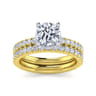 Alina - 14K White-Yellow Gold Hidden Halo Round Diamond Engagement Ring - 0.58 ct