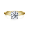 Cari - 14K White and Yellow Gold Hidden Halo Round Diamond Engagement Ring - 0.06 ct
