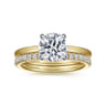 Cari - 14K White and Yellow Gold Hidden Halo Round Diamond Engagement Ring - 0.06 ct