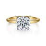 Cari - 14K White-Yellow Gold Hidden Halo Round Diamond Engagement Ring - 0.07 ct