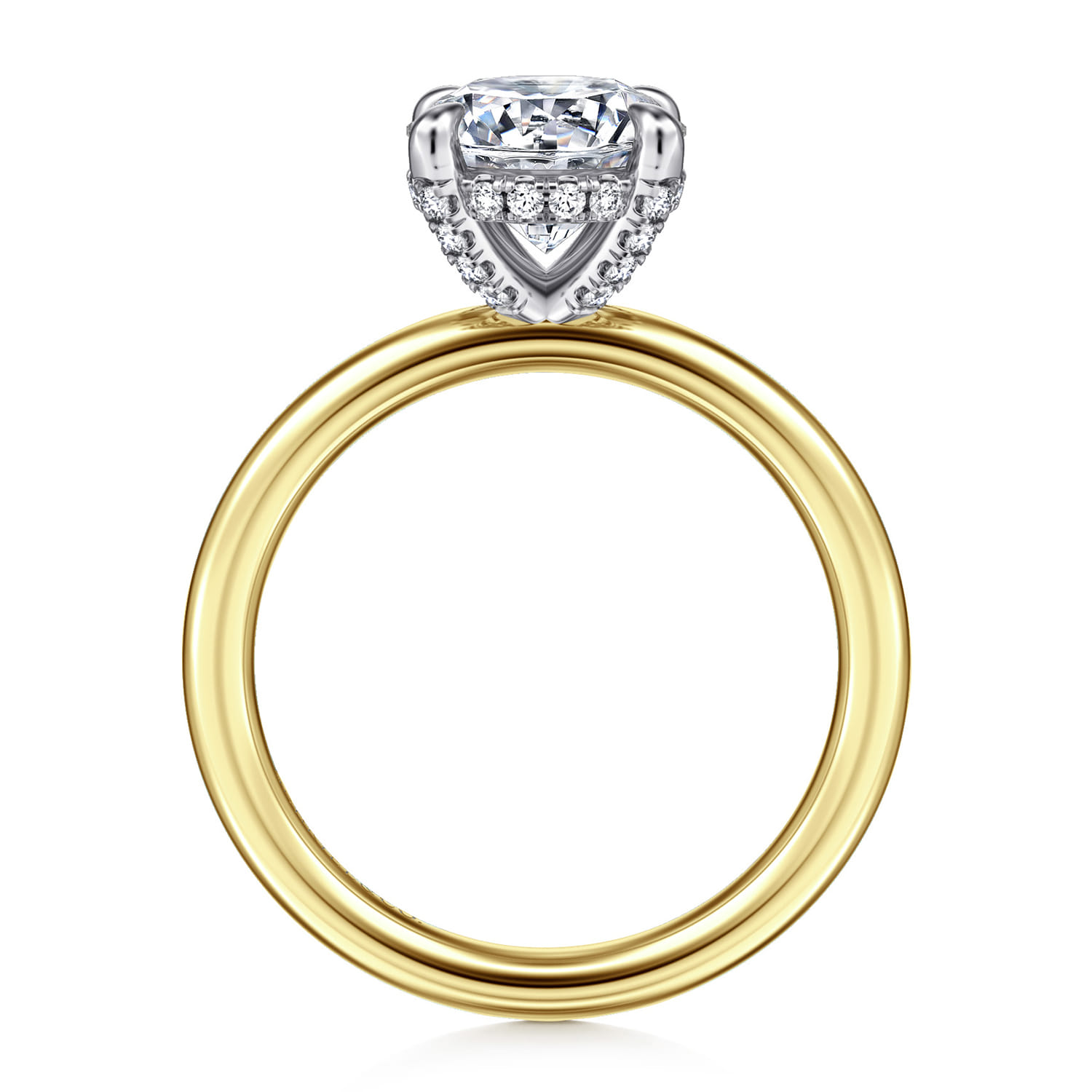 Daniele - 14K White and Yellow Gold Round Solitaire Diamond Engagement Ring - 0.16 ct - Shot 2