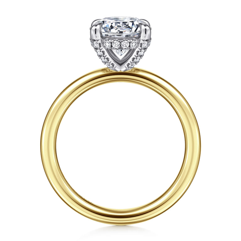 Daniele - 14K White and Yellow Gold Round Solitaire Diamond Engagement Ring - 0.16 ct - Shot 2