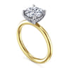 Daniele - 14K White and Yellow Gold Round Solitaire Diamond Engagement Ring - 0.16 ct