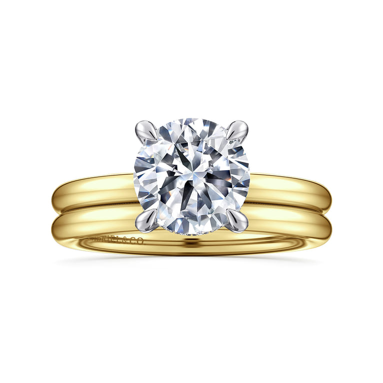 Daniele - 14K White and Yellow Gold Round Solitaire Diamond Engagement Ring - 0.16 ct - Shot 4