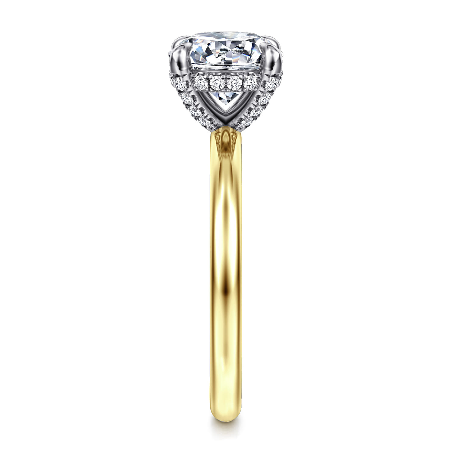 Daniele - 14K White and Yellow Gold Round Solitaire Diamond Engagement Ring - 0.16 ct - Shot 5