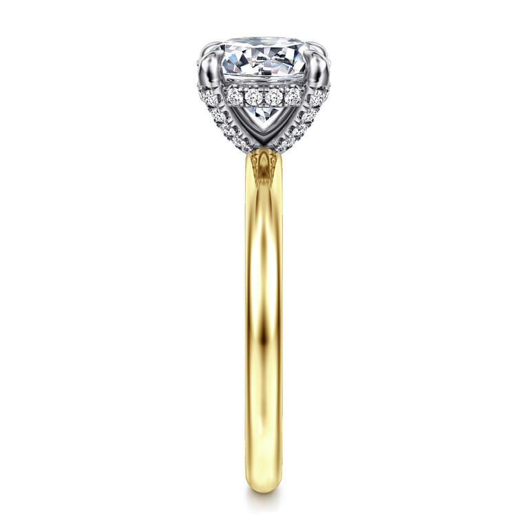 Daniele - 14K White and Yellow Gold Round Solitaire Diamond Engagement Ring - 0.16 ct - Shot 5