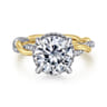 Ama - 14K White-Yellow Gold Round Halo Diamond Engagement Ring - 0.3 ct