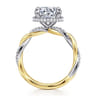 Ama - 14K White-Yellow Gold Round Halo Diamond Engagement Ring - 0.3 ct