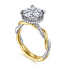 Ama - 14K White-Yellow Gold Round Halo Diamond Engagement Ring - 0.3 ct