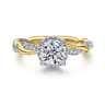 Ama - 14K White-Yellow Gold Round Halo Diamond Engagement Ring - 0.24 ct