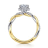 Ama - 14K White-Yellow Gold Round Halo Diamond Engagement Ring - 0.24 ct