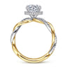 Ama - 14K White-Yellow Gold Twisted Round Halo Diamond Engagement Ring - 0.25 ct