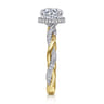Ama - 14K White-Yellow Gold Twisted Round Halo Diamond Engagement Ring - 0.25 ct
