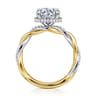 Ama - 14K White-Yellow Gold Round Halo Diamond Engagement Ring - 0.28 ct
