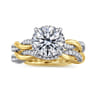 Ama - 14K White-Yellow Gold Round Halo Diamond Engagement Ring - 0.28 ct