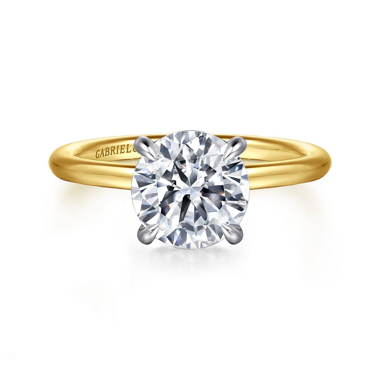 Anuk - 14K Yellow-White Gold Round Hidden Halo Diamond Engagement Ring - 0.06 ct - Shot 1