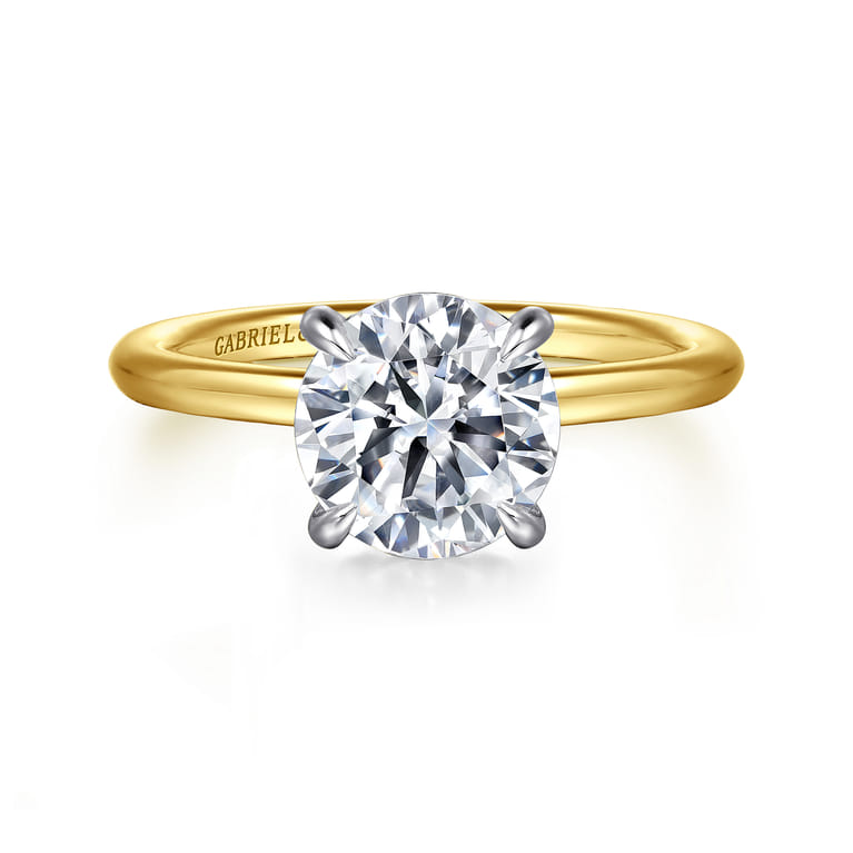 Anuk - 14K Yellow-White Gold Round Hidden Halo Diamond Engagement Ring - 0.06 ct - Shot 1