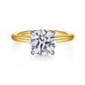 Anuk - 14K Yellow-White Gold Round Hidden Halo Diamond Engagement Ring - 0.06 ct