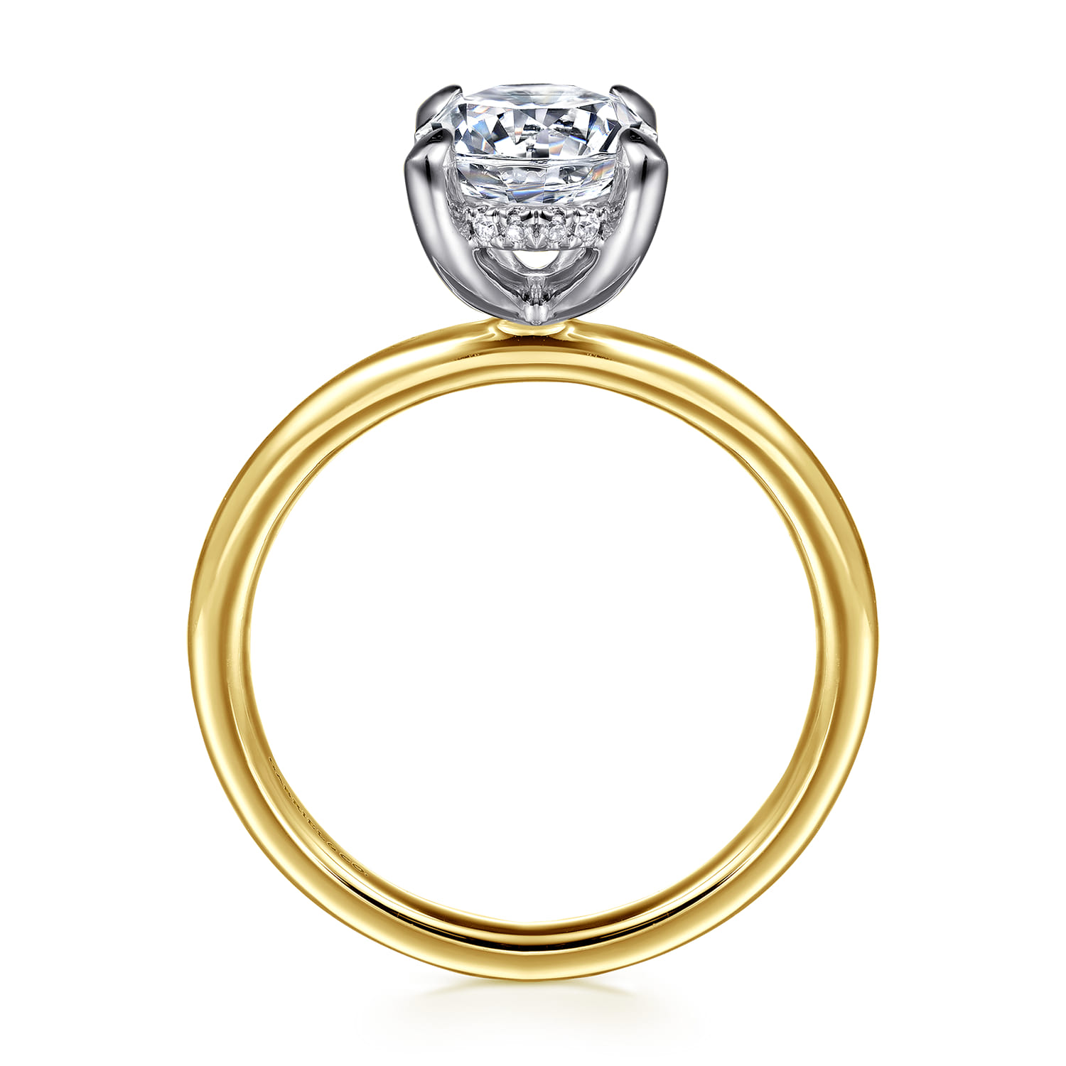 Anuk - 14K Yellow-White Gold Round Hidden Halo Diamond Engagement Ring - 0.06 ct - Shot 2