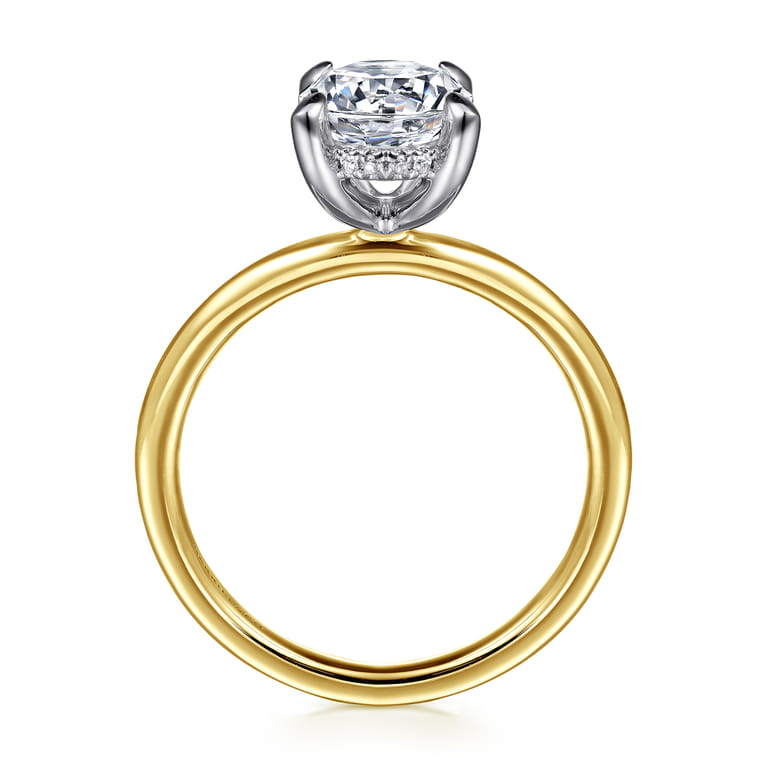 Anuk - 14K Yellow-White Gold Round Hidden Halo Diamond Engagement Ring - 0.06 ct - Shot 2