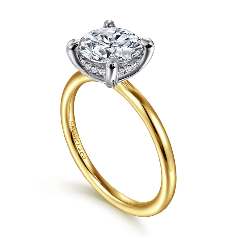 Anuk - 14K Yellow-White Gold Round Hidden Halo Diamond Engagement Ring - 0.06 ct - Shot 3