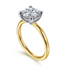 Anuk - 14K Yellow-White Gold Round Hidden Halo Diamond Engagement Ring - 0.06 ct