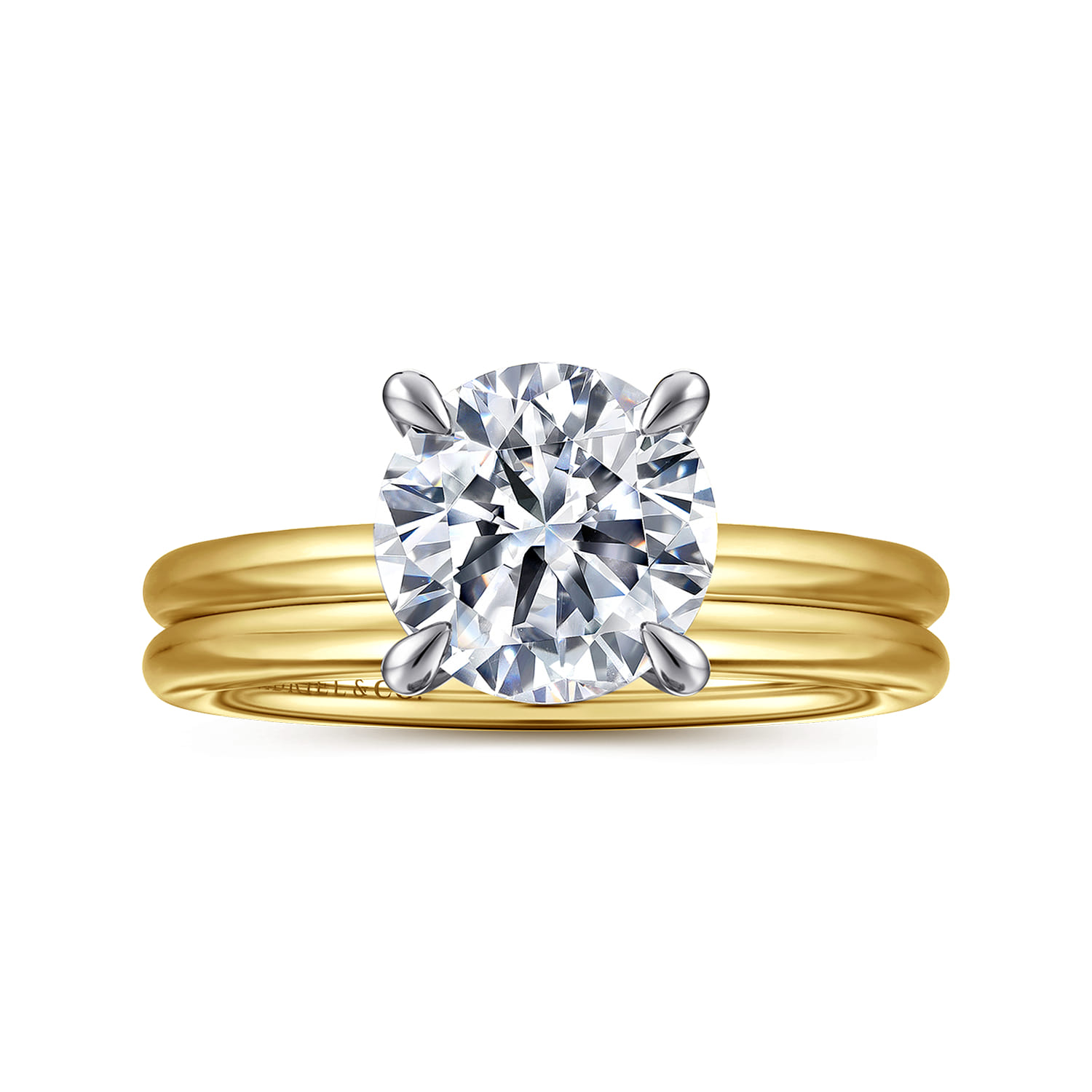 Anuk - 14K Yellow-White Gold Round Hidden Halo Diamond Engagement Ring - 0.06 ct - Shot 4