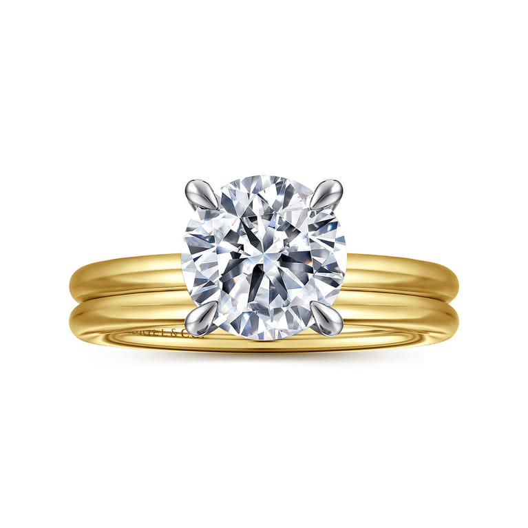 Anuk - 14K Yellow-White Gold Round Hidden Halo Diamond Engagement Ring - 0.06 ct - Shot 4