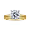 Anuk - 14K Yellow-White Gold Round Hidden Halo Diamond Engagement Ring - 0.06 ct