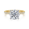 Allison - 14K White-Yellow Gold Round Hidden Halo Diamond Engagement Ring - 0.25 ct