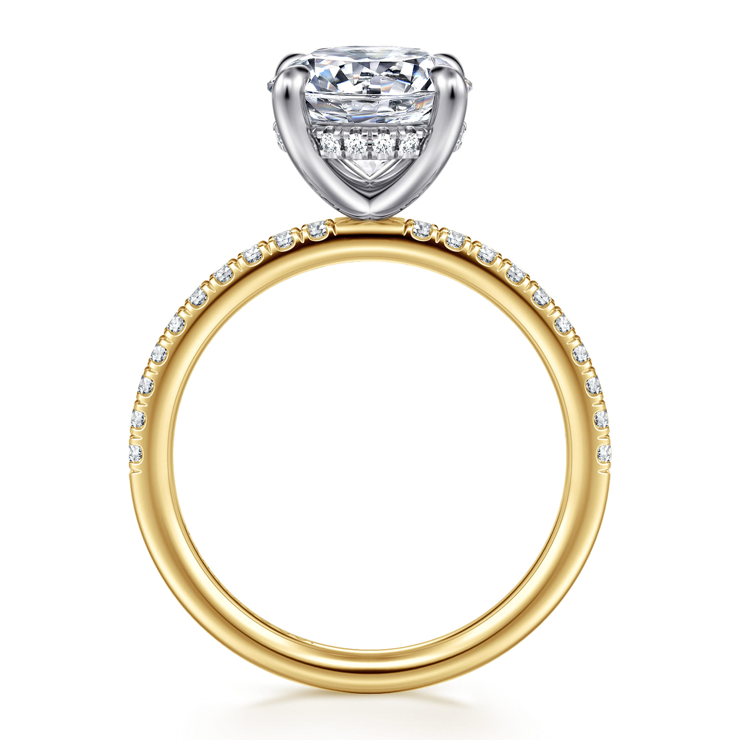 Allison - 14K White-Yellow Gold Round Hidden Halo Diamond Engagement Ring - 0.25 ct - Shot 2